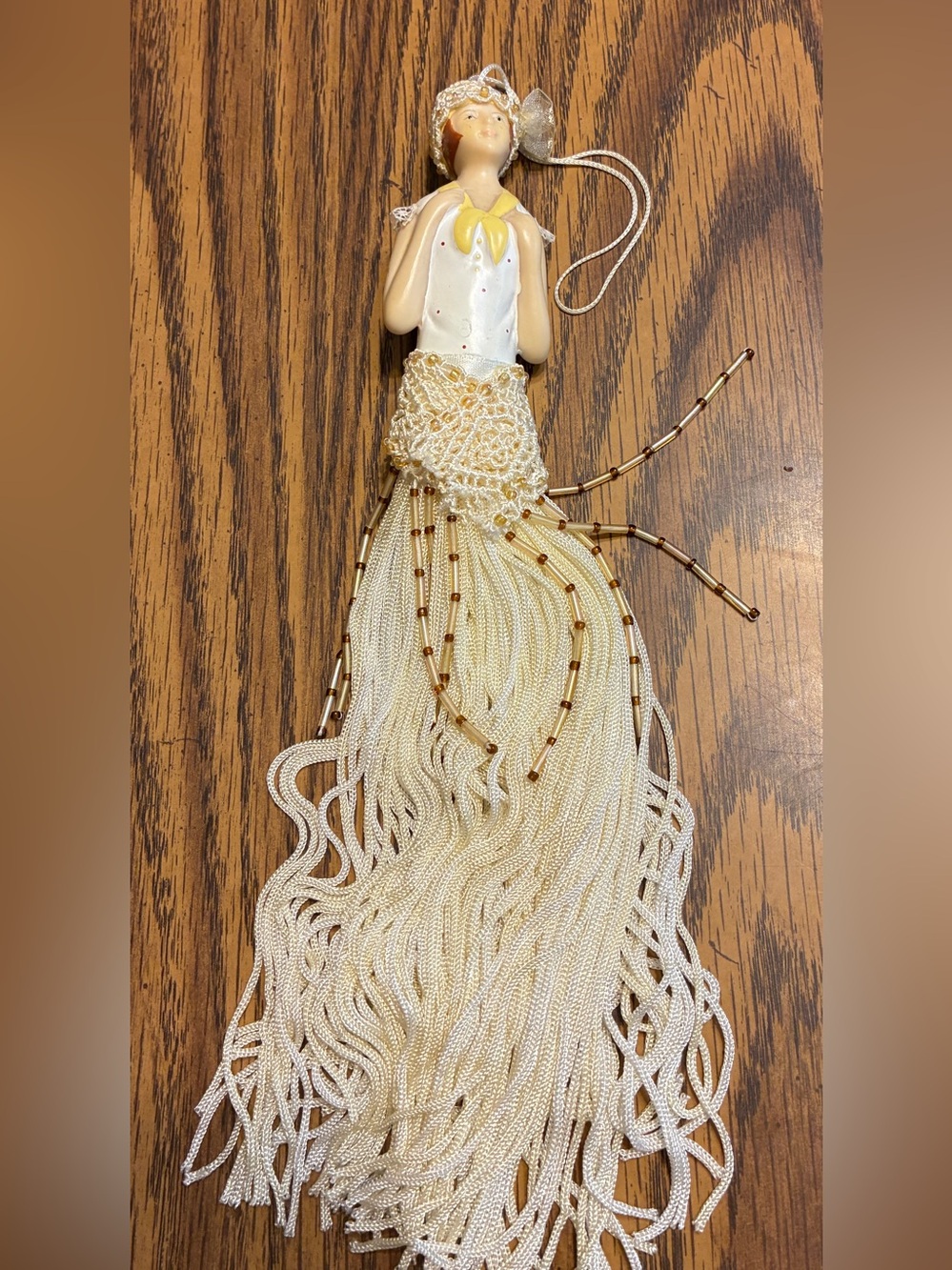 Hanging Doll Ornament Vintage Victorian Style Tassel Doll Hanging 11 Inches